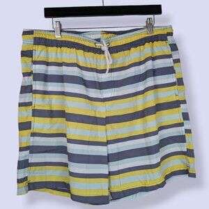 (2/$20) Crane Yellow & Grey Striped Swim Trunks